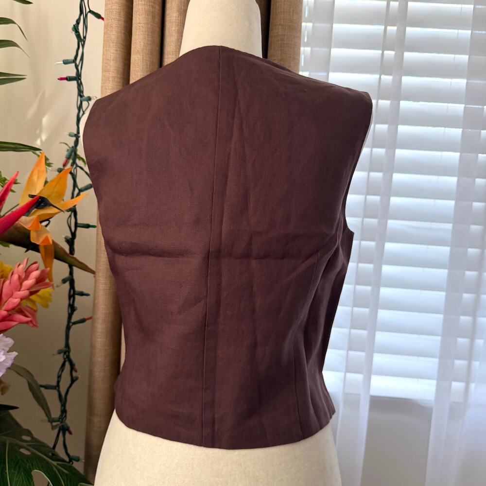 Uniqlo Premium Linen Vest in Brown - Picture 3 of 7